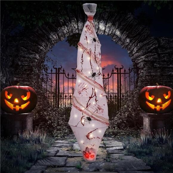 Cocoon Corpse Creepy Halloween Decorations Hanging Decor Scary Corpse Props - Picture 5 of 7